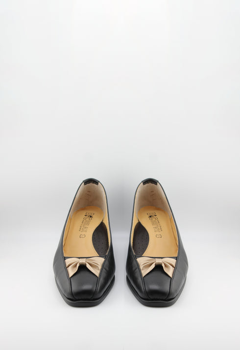 DFC Relax Wedge Loafers with Bow Accent